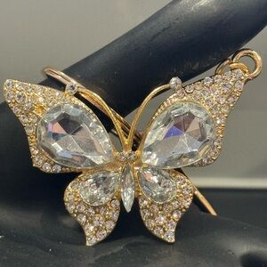 BAG CHARM  Gold Tone Crystal Butterfly Bag Charm Keychain Blue Mint